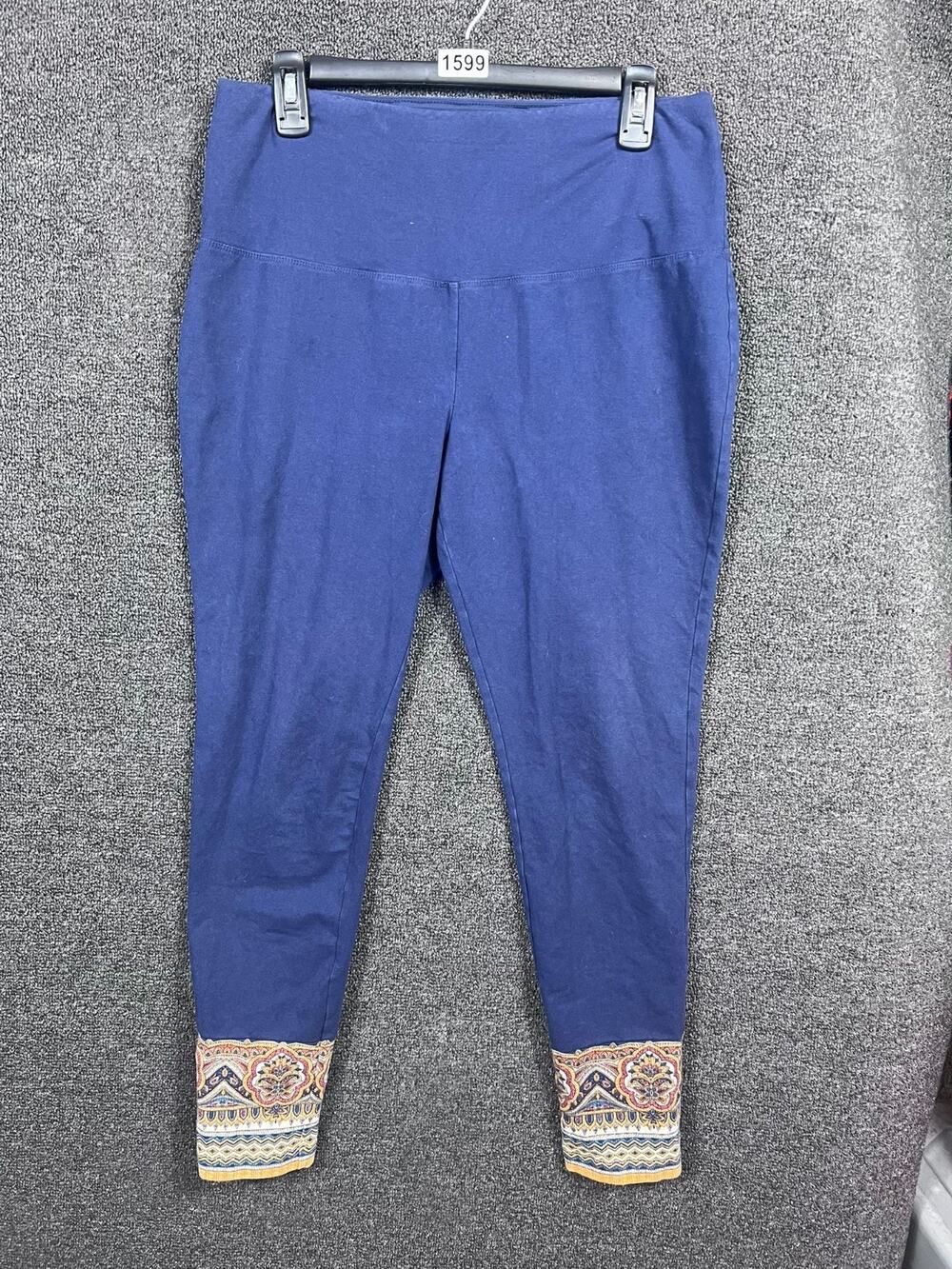 Chico's Zenergy So Slimming Border Print Leggings Women's Size 1 US 8-10 Navy